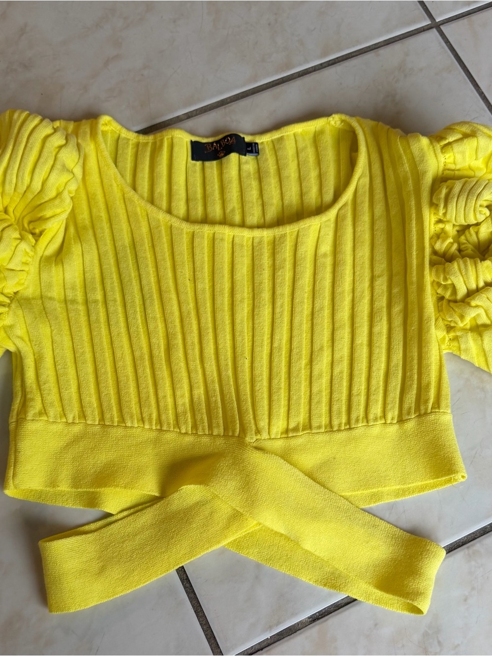 Bright Yellow Ribbed Knit Top